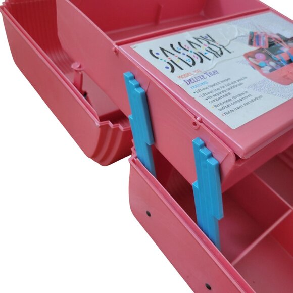 Sassaby Deluxe Pink Cosmetics Organizer Mirror Compartments Sewing Makeup Travel - Picture 5 of 14